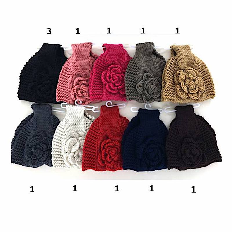 12 PCS Wide Flower Knit Headwrap