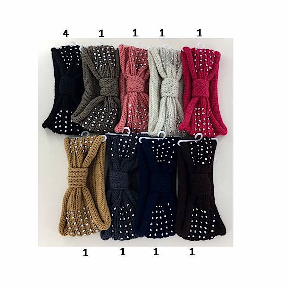 12 PCS Rhinestone Studded Knit Headwrap