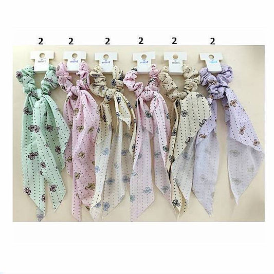 GYH12514 - Dotted Bow Print Scarf Hair Tie