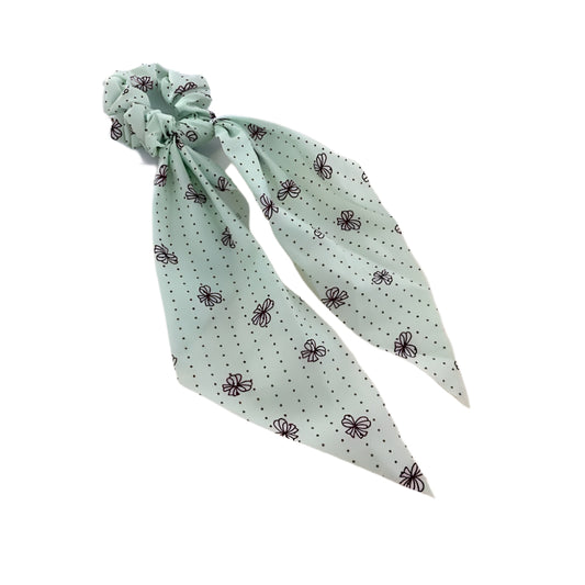 GYH12514 - Dotted Bow Print Scarf Hair Tie