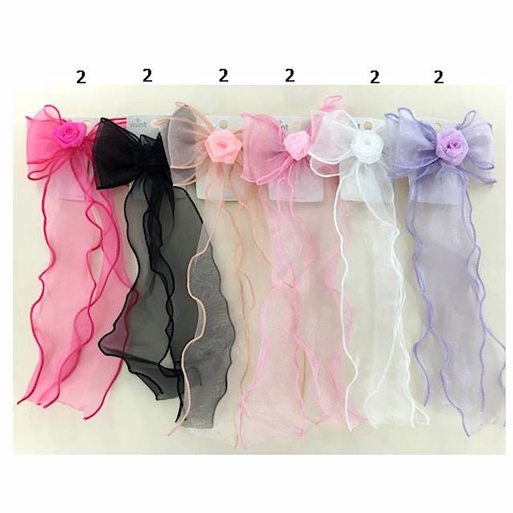 Sheer Flower Hair Bow Clip