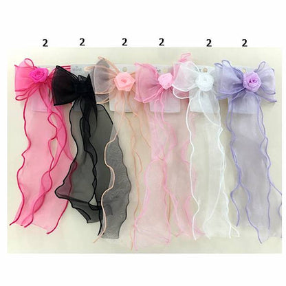 Sheer Flower Hair Bow Clip