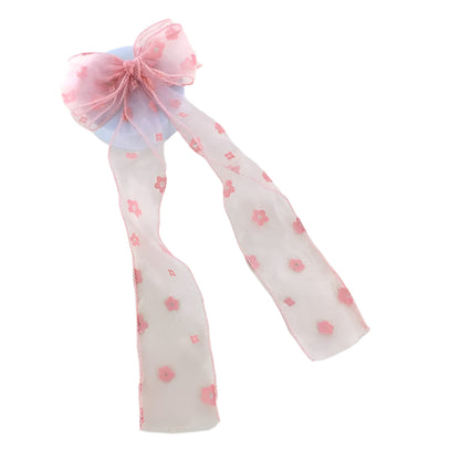 Sheer Flower Hair Bow Clip
