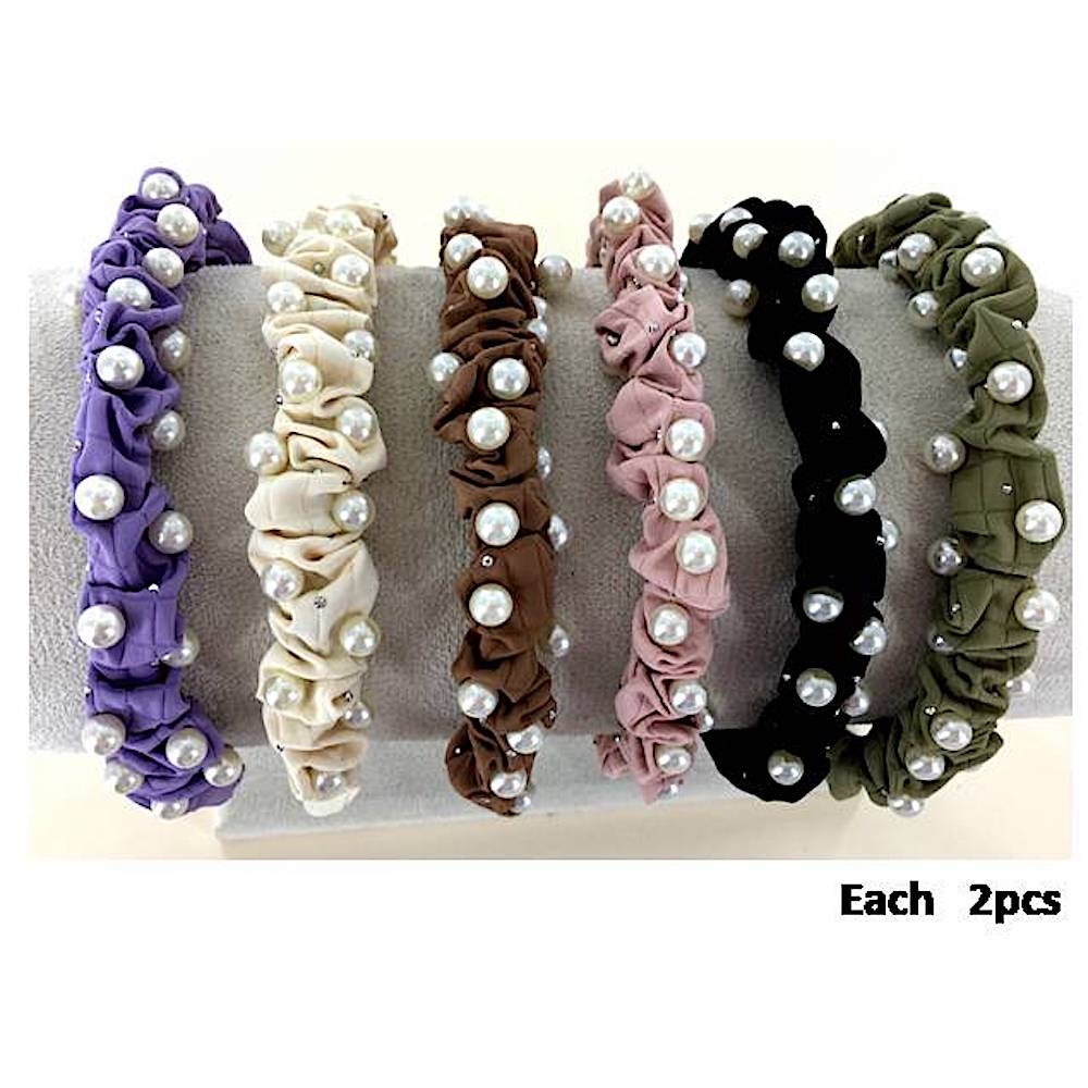 GYH12896 - Pearl Ruffle Headband