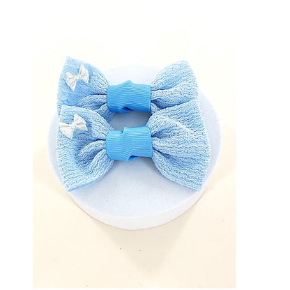 Ribbed Hair Bow Clip Set