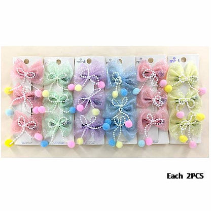 GYH13060 - Pom Pom Bow Clip Set