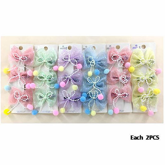 GYH13060 - Pom Pom Bow Clip Set