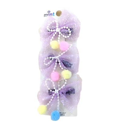 GYH13060 - Pom Pom Bow Clip Set