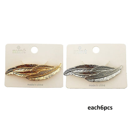 Metal Feather Trio Barrette Hair Clip