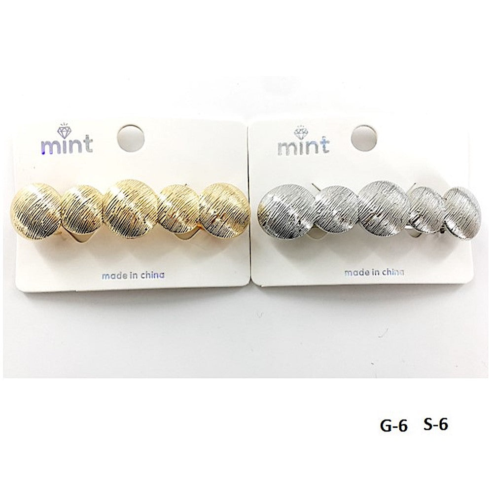 Brushed Metal Circle Barrette Hair Clip