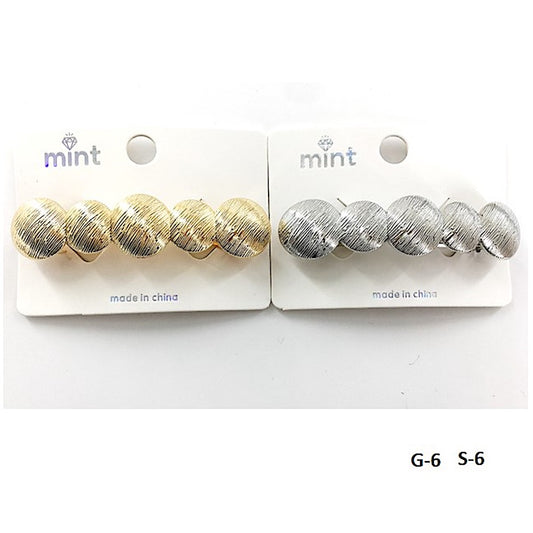 Brushed Metal Circle Barrette Hair Clip