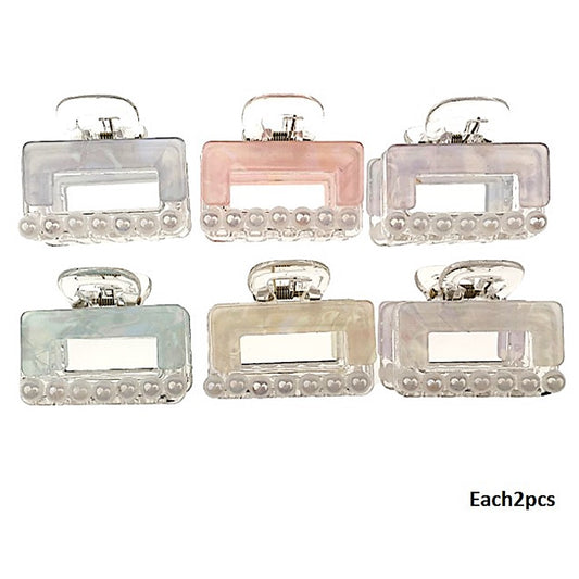 Small Resin Pearl Rectangle Claw Clip