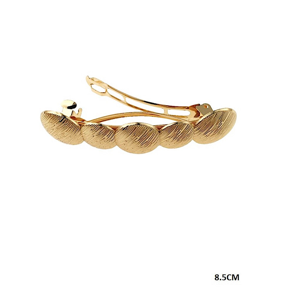 Brushed Metal Circle Barrette Hair Clip