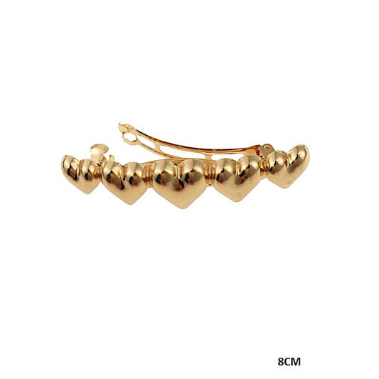 Metal Heart Row Barrette Clip