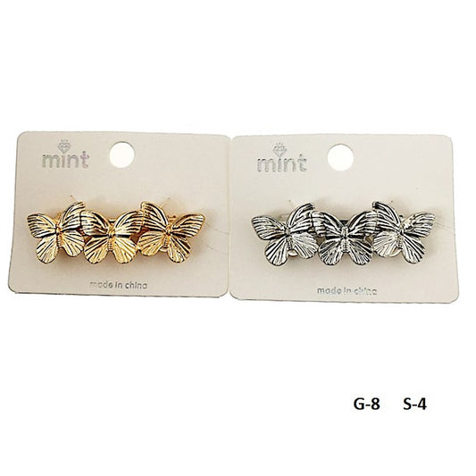 Metal Butterfly Row Barrette Clip