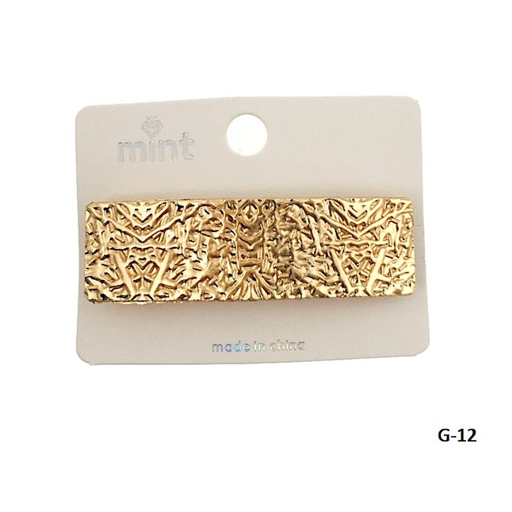 Gold Textured Metal Barrette Clip