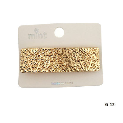 Gold Textured Metal Barrette Clip