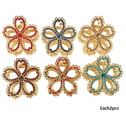 Rhinestone Flower Claw Clip