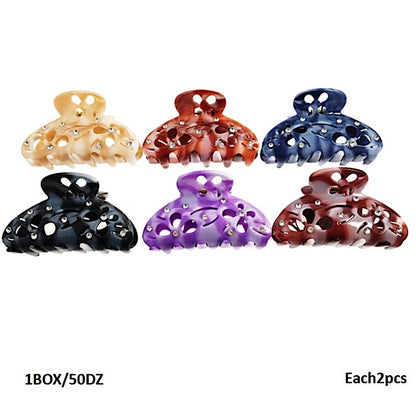 Marble Rhinestone Studded Cutout Claw Clip