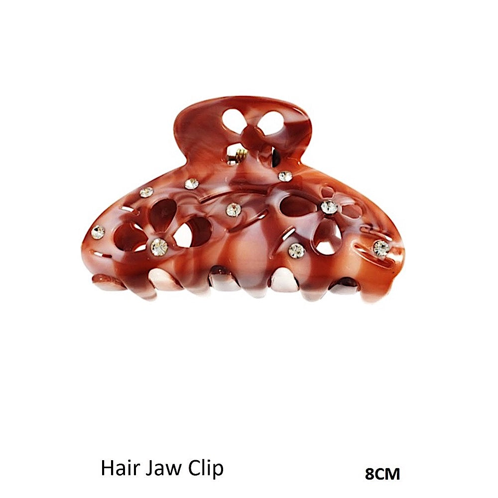 Marble Rhinestone Studded Cutout Claw Clip