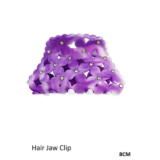 Marble Rhinestone Studded Flower Cutout Claw Clip