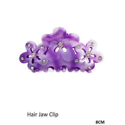 Marble Rhinestone Studded Flower Cutout Claw Clip