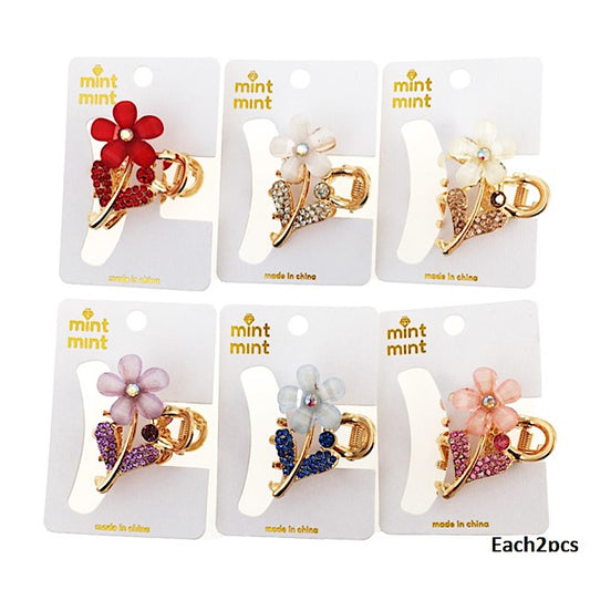 Rhinestone Flower Claw Clip