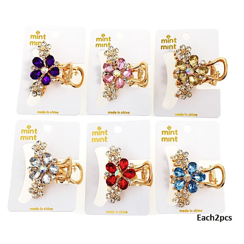 Rhinestone Flower Claw Clip