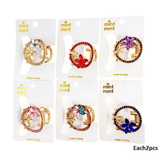 Rhinestone Flower Circle Claw Clip