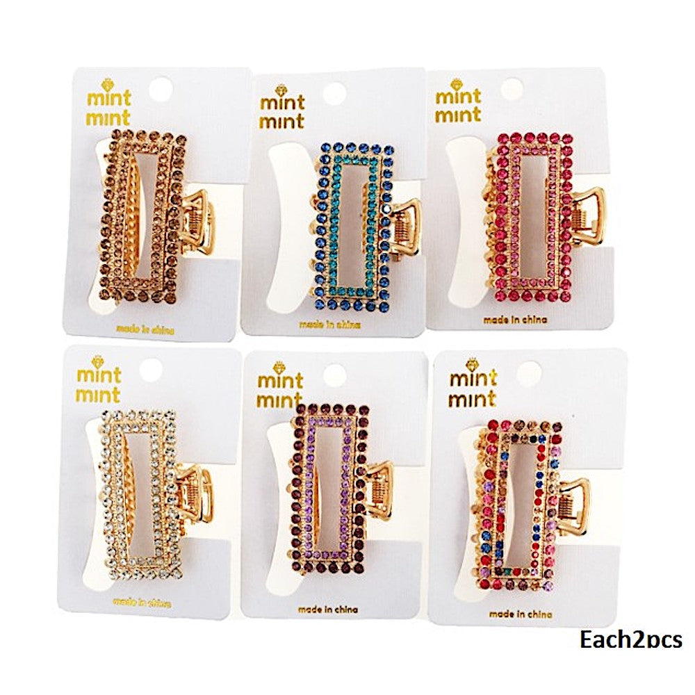 Rhinestone Rectangle Claw Clip