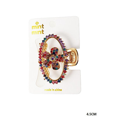 Rhinestone Flower Oval Claw Clip