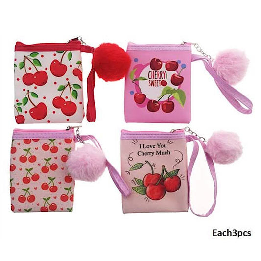 Cherry Pattern Pom Pom Coin Purse