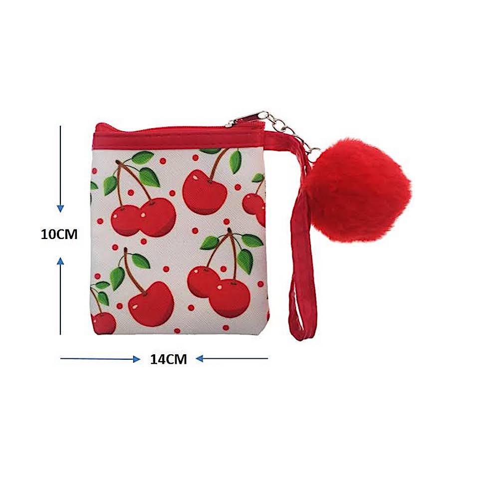 Cherry Pattern Pom Pom Coin Purse