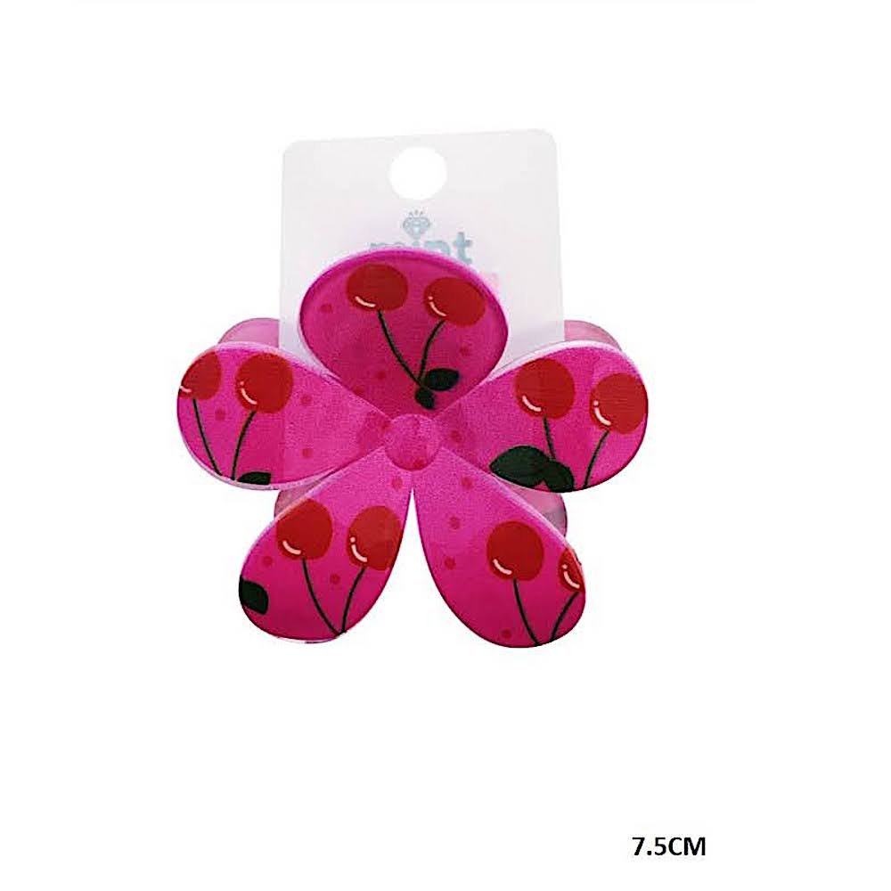 Cherry Print Flower Claw Clip