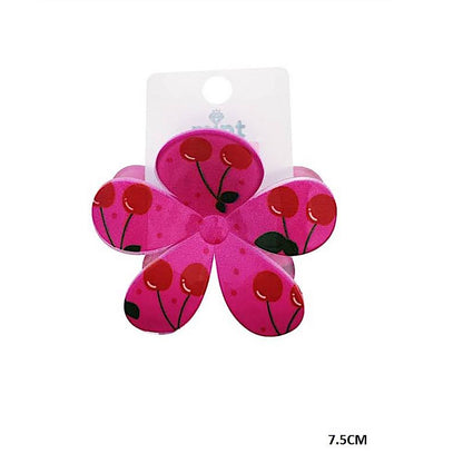 Cherry Print Flower Claw Clip