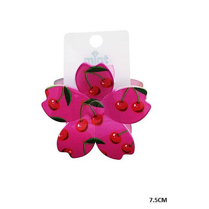 Cherry Print Flower Claw Clip
