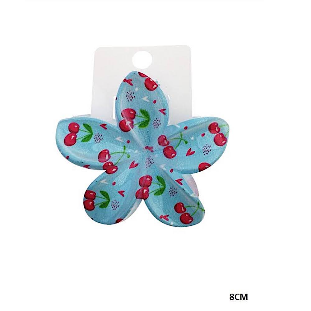 Cherry Print Flower Claw Clip