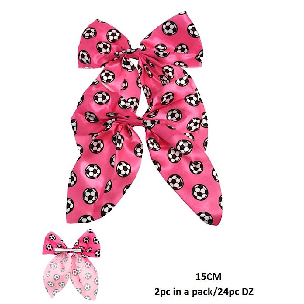 Satin Soccer Ball Hair Bow Clip