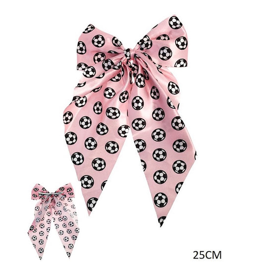 Satin Soccer Ball Hair Bow Clip
