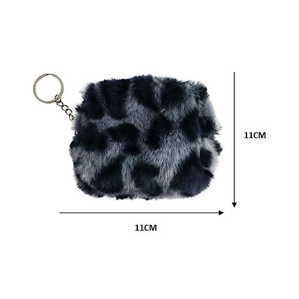 Faux Fur Animal Print Coin Pouch