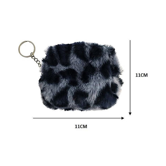 Faux Fur Animal Print Coin Pouch