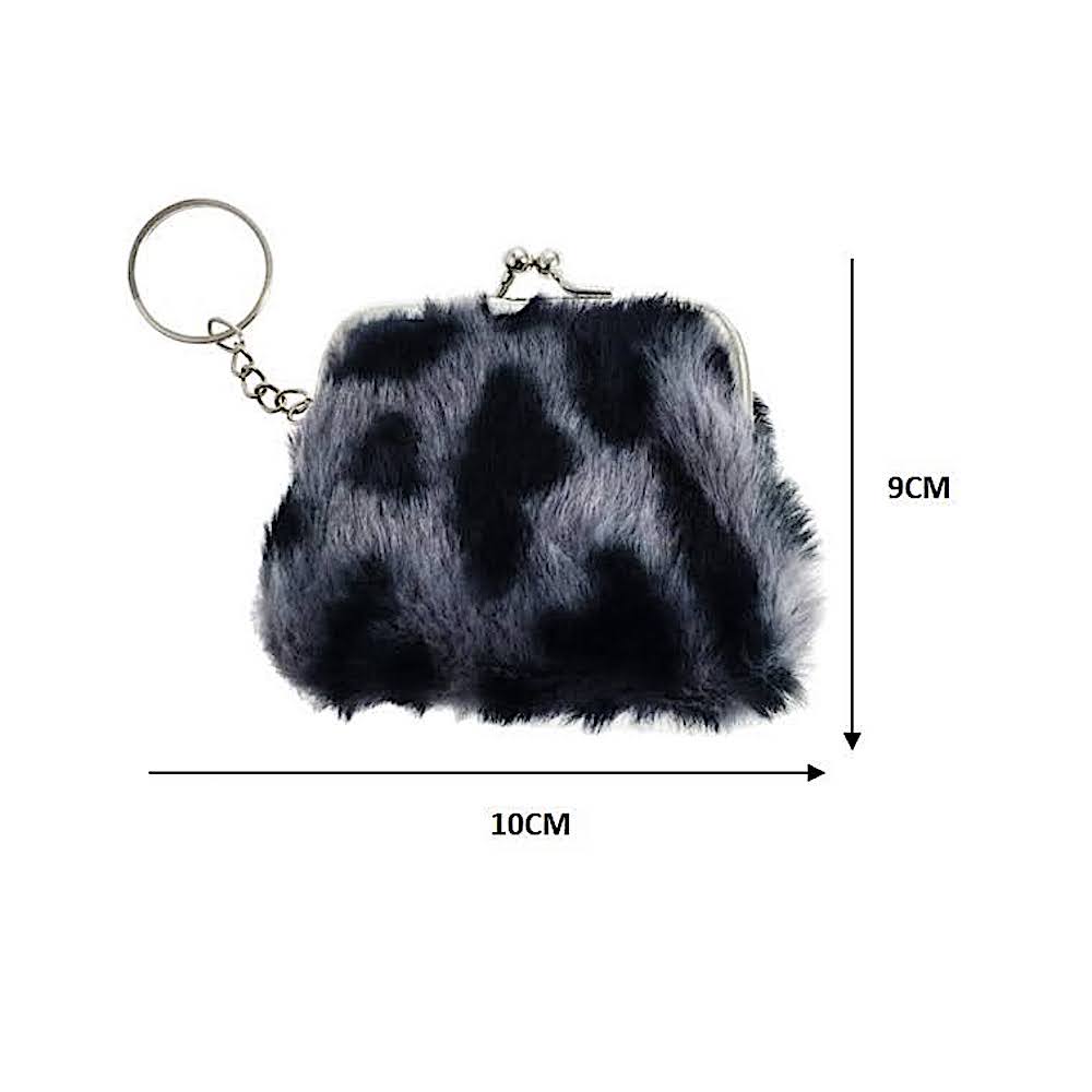 Faux Fur Animal Print Coin Pouch