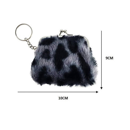 Faux Fur Animal Print Coin Pouch