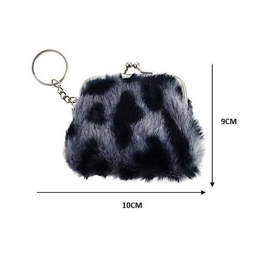 Faux Fur Animal Print Coin Pouch
