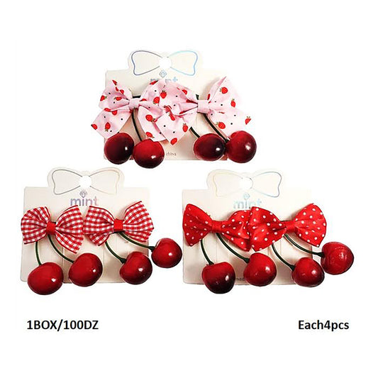 Cherry Bow Hair Clip Set