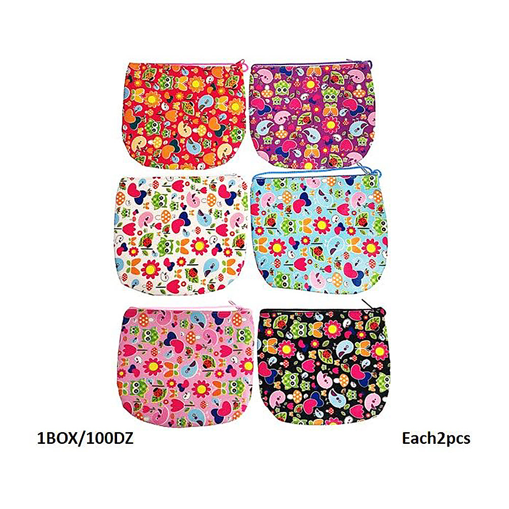 Colorful Owls & Birds Pattern Coin Pouch