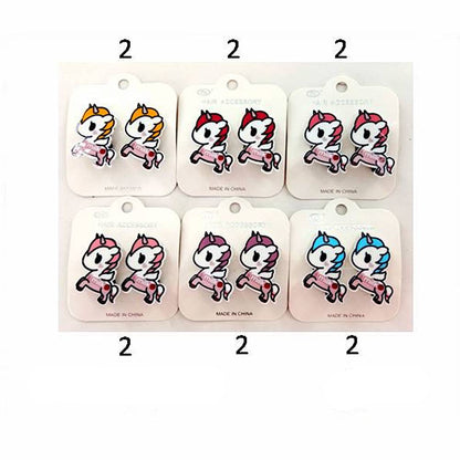 Kawaii Strawberry Milk Unicorn Hair Clip Set