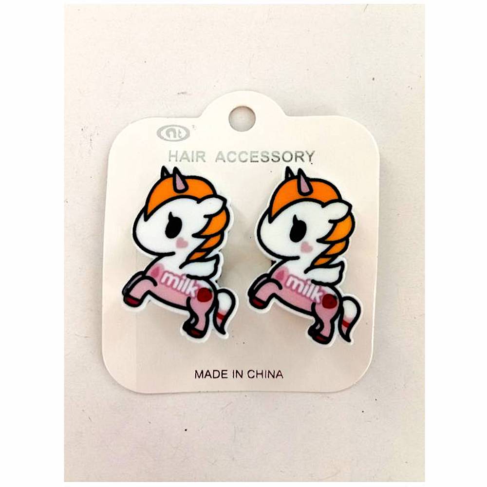 Kawaii Strawberry Milk Unicorn Hair Clip Set