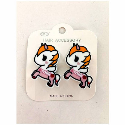 Kawaii Strawberry Milk Unicorn Hair Clip Set