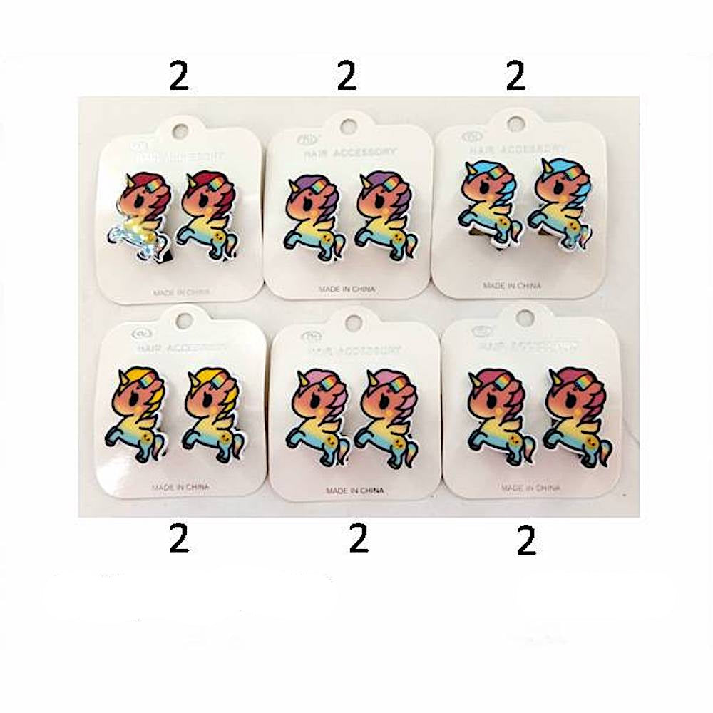 Kawaii Rainbow Popsicle Unicorn Hair Clip Set